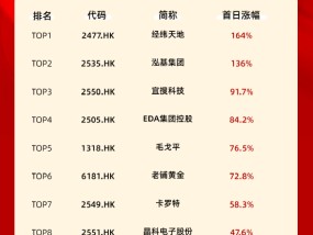 2024港股新股首日涨幅榜单来了 经纬天地、泓基集团首挂涨幅超100%